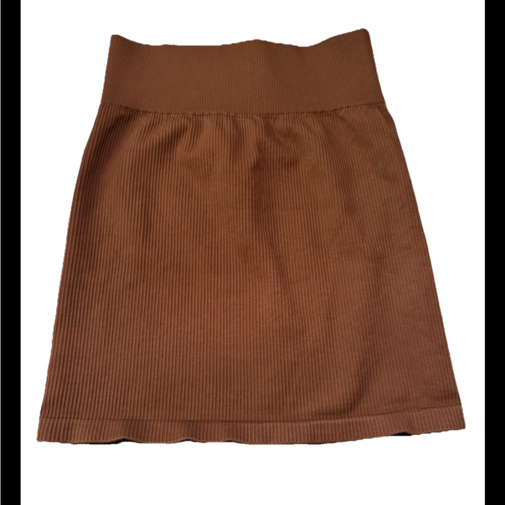 OQQ Brown Nylon and Spandex‎ Ribbed Women's Skirt Size Small
